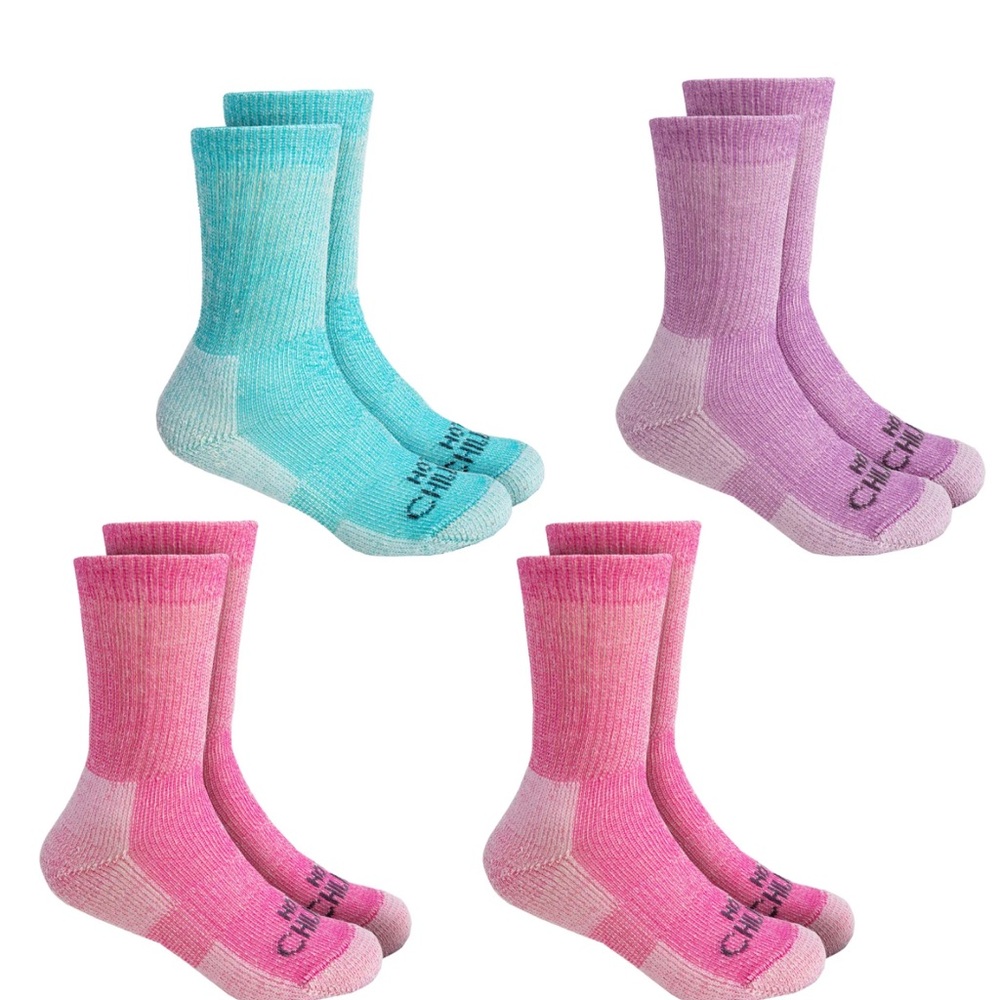 Youth Wool Trail‎ Socks 4-pack - Pink/Aqua/Purple Size S Shoe Size 7-11 NWT